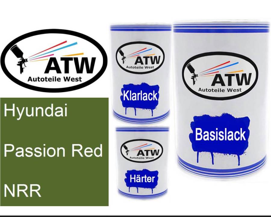 Hyundai, Passion Red, NRR: 500ml Lackdose + 500ml Klarlack + 250ml Härter - Set, von ATW Autoteile West.